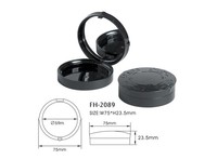 Étuis à poudre ronds avec boîte à fard à paupières noire en plastique miroir Emballage cosmétique Blush on case