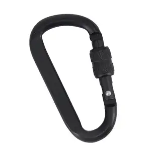 Hxy Đen Carabiner với vít khóa cổng Carabiner Móc Chìa Khóa nhiệm vụ nặng nề D hình 5cm Carabiner móc cho món quà