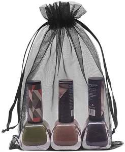 Sacs en organza noir 5x7 pouces 100 pièces, sacs en maille pour bonbons, pochettes à bijoux, sachets vides à cordon pour cadeaux de mariage - Product Image 5