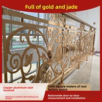 Hochwertige Gold-Jade-Hotel-Clubhaus Kupfer-Aluminium-Treppengeländer, Innen-Aluminiumlegierung Geschnitzte Geländer, Erschwinglicher Luxus