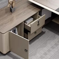 Élégant bureau de luxe léger en acajou et acier Table de superviseur simple et moderne pour directeur exécutif
