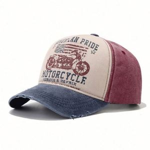 Casquettes de baseball vintage américaines bicolores personnalisables avec logo imprimé, effet vieilli, en coton lavé, vente en gros - Product Image 2