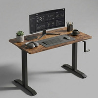 Bureau debout moderne et minimaliste à hauteur réglable manuellement avec manivelle, cadre de table d'ordinateur assis-debout pour poste de travail à domicile