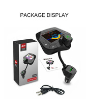 Cargador de Coche Rápido con Pantalla de 2 Pulgadas, Manos Libres, QC3.0, Doble USB, Modulador FM, Reproductor MP3, Transmisor FM Inalámbrico Bluetooth