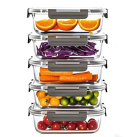 Fiambrera hermética de cristal para cocina al por mayor, Juego de contenedores de cocina, almacenamiento hermético de alimentos, contenedores de almacenamiento para alimentos