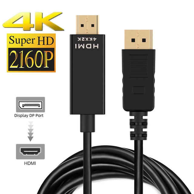 1.8M 6FT 3M 4K Ultra HD  Display DP Port to HDMI DP Male to HDMI Male Cable Adapter Connector 1080p for Lenovo HP Dell HDTV PC