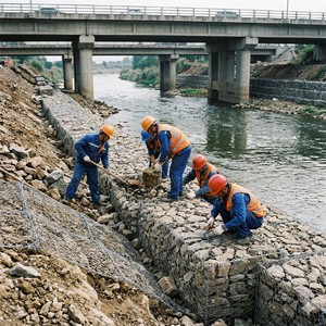 <span class=keywords><strong>Kit</strong></span> de gabions et paniers tissés antirouille pour structures d'agencement de rivière permanentes - Product Image 1