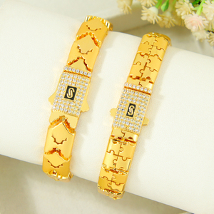 Pulsera de Zirconia de Alta Calidad Estilo Hip Hop, Chapada en Oro de 21k, Diseño de Rompecabezas, Hecha a Mano, para Mujer, Ideal para Regalo de Fiesta - Product Image 6