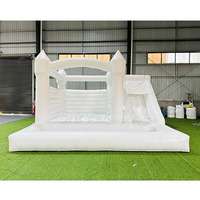 Château Gonflable Commercial en PVC à Prix Abordable, Combo Toboggan et Structure Gonflable Blanche avec Piscine à Balles