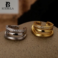 ICEBELA S925 Pendientes de Plata de Ley con Microdiamantes para Mujer, Estilo Ins, Diseño Hueco con Líneas Cepilladas, Tipo Clip