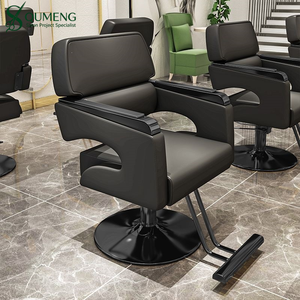 Fauteuil de coiffeur QUMENG de luxe, tout noir, moderne, avec pompe hydraulique, pour salon de beauté, spa, coiffure, mobilier de salon de barbier - Product Image 1