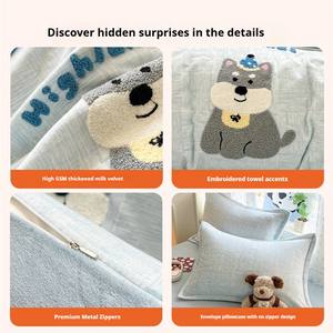 Cartoon Milk Fluff Velvet Comforter Set Four-Piece Fall Quality Wool Filled 2025 New Thickened Coral <strong>Bedding</strong> - Product Image 4
