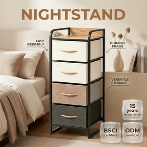 <span class=keywords><strong>Table</strong></span> de chevet <span class=keywords><strong>convertible</strong></span> moderne en tissu avec 2 tiroirs, meuble de rangement multifonctionnel pour chambre à coucher - Product Image 2