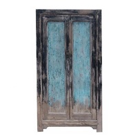 Meuble de rangement en bois recyclé vert et noir vintage chinois, style shabby chic, peinture vieillie