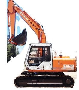 Excavatrice hydraulique Hitachi EX120 d'occasion de 12 tonnes, fabriquée au Japon, certifiée CE, avec accessoires : pince, tarière, brise-roche - Product Image 1