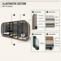 Cabane préfabriquée modulaire, mini-maison, 1 chambre, 1 salle de bain, maison-capsule pour glamping, resort, jardin, cour arrière