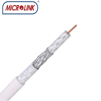 Microlink RG6 Tri-Shield Cable Coaxial 75 Ohm para CCTV/CCAV/Antena/TV satelital/Chaqueta de PVC/PE certificada CE