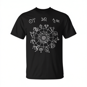 Camiseta de Astrología Unisex de Manga Corta con Cuello Redondo para Adultos, Diseño de Signos del Zodiaco Impresos en Serigrafía - Product Image 2