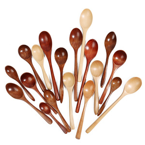 Ensemble de mini-cuillères japonaises en bois ancien Bai Ze, couverts en bois de hêtre et de nanmu, fourchette à soupe - Product Image 5