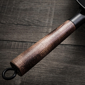 Woks tradicionales chinos japoneses martillados a mano de acero al carbono con mango de madera desmontable - Product Image 3