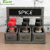 Grey Wood Gewürz regal Organizer Spice Rack mit/Drawer Style Design & Chalk board Gewürz regale Set