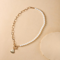 Colgante de concha de perla de imitación Diseñador Collar Encantos Cadena de joyería chapada en oro de 18 quilates, Cadena de eslabones Aleación OT Hebilla
