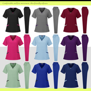 Women <b>Scrub</b> <b>Set</b> Short Sleeve Light Blue V Neck Moisture Wicking Hospital Uniforms Split <b>Set</b> For Medical Staff - Product Image 3