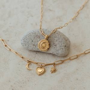 Acero inoxidable 18K chapado en oro joyería Solar <span class=keywords><strong>Eclipse</strong></span> Celestial sol joyería collar Luna corazón sol Luna collar F mujeres - Product Image 2