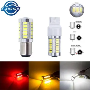 LYMOYO 12V 33SMD 자동차 테일 브레이크 전구 led 플래시 스트로브 T20 P21/5W BAY15D 1157 1156 ba15s BAU15S P21W PY21W 7443 5630