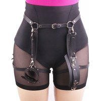 Bracelet de jambe en cuir noir Sexy pour femmes, accessoires de corps Punk, bijou Rave, barre de taille et de ventre pour Rave, boîte de nuit, 1 pièce