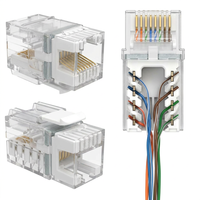 Jack Keystone Cat6 Transparan Female RJ45 UTP Modul Jaringan PC Case Alat Verifikasi Kabel Visual Tanpa Alat Soket Ethernet 250V