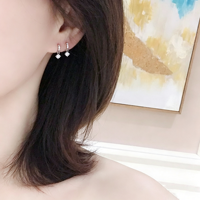 Boucles d'oreilles clous en argent sterling S925, mini, entièrement serties de zircons, plaquées rhodium, avec serti circulaire, dernières tendances pour femmes