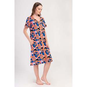Robe de nuit pour femmes XXL à manches courtes avec fermeture éclair et poche - Product Image 4