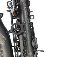 Vintage All Black Finish Eb Alto Saxophone with Bakelite Head and Polished Brass for Student Professional Band Performance