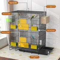 Grande cage à oiseaux pliable à 3 étages en fil de fer avec roulettes, conception multi-niveaux pour perroquets, facile à nettoyer