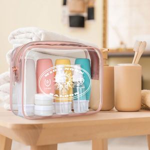Sac de toilette étanche en PVC transparent avec fermeture éclair supérieure, personnalisable avec logo, style tendance pour le rangement de cosmétiques de voyage – Vente en gros - Product Image 2