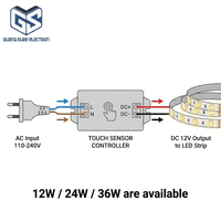 Bande lumineuse LED pour maison intelligente 12V 12W 1A avec interrupteurs à capteur tactile inductif, contrôle miroir à une touche, variateur d'intensité progressif