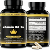 Capsule de Vitamine D3 K2 5000UI avec Bioperine, Sans OGM, Sans Soja, Complément Alimentaire pour la Santé Osseuse et Immunitaire