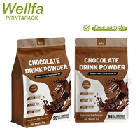 Sachet personnalisé en aluminium à fond plat de 1 kg pour poudre de cacao et chocolat, qualité alimentaire, avec fermeture éclair refermable