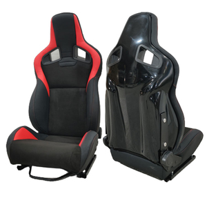 1039R Coppia di Sedili da Corsa Universali Sportivi a Secchiello in Pelle PVC Nera con Doppia Guida di Scorrimento - Product Image 3