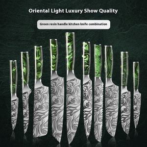 سكين ياباني غير قابل للصدأ منزلي سكين شيف ياباني سانتوكو ستيل بنمط ليزر للطبخ والتقطيع للفواكه - Product Image 5