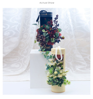 Caja de regalo de papel rectangular para vino, embalaje de flores con forma de faro, con mango, a la moda