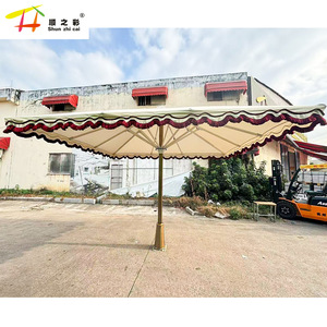 Parasol de <span class=keywords><strong>luxe</strong></span> grand format design palais pour extérieur, en acier inoxydable et aluminium, avec base, haute qualité, résistant au vent - Product Image 6
