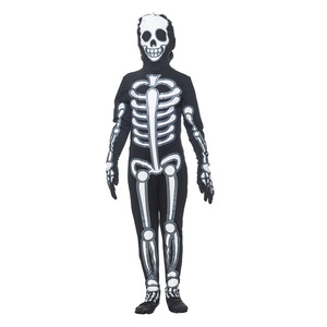Disfraz de esqueleto que brilla en la oscuridad para niños, color negro, cuerpo completo, para fiestas de Halloween y actuaciones. - Product Image 2
