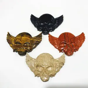 Wholesale Folk Crafts Carved Natural Healing Crystals Wing Skulls Jewelry Crystal Skulls For Witch