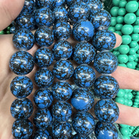 Perles de pierre turquoise bleue lisse naturelle Gemstone Howlite perles accessoire pour la fabrication de bijoux couleur bleue 15"