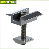 Clip de fixation pour support de panneaux photovoltaïques, composants d'installation de système solaire, pince intermédiaire en aluminium anodisé avec plaque de mise à la terre
