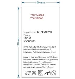 Étiquettes de vêtements personnalisées à transfert thermique, étiquettes de soin du col sans étiquette, écologiques, lavables, étiquettes privées, usine de vêtements - Product Image 1