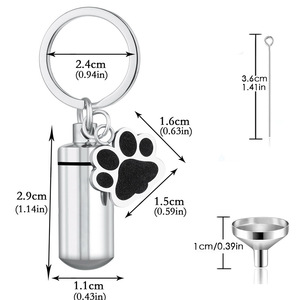Gantungan Kunci Urn Kremasi Kucing Modern dari Baja Tahan Karat dengan Pesona Cakar-Mini Kapsul Abu Tahan Air Kedap Udara Kenang-kenangan Memorial Kustom - Product Image 5