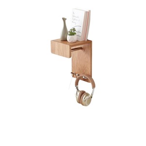 Wooden <b>Wall</b> <b>Mounted</b> Storage Rack Coat Hanger Key Holder Flower <b>Shelf</b> Multifunctional Entryway Organizer Natural Wood Color - Product Image 5